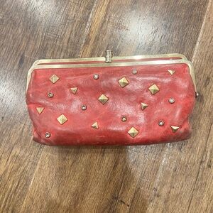 HOBO Red Studded Lauren Clutch Wallet